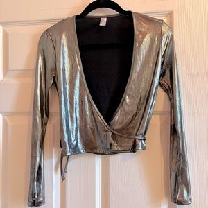 Silver American Apparel Wrap Top